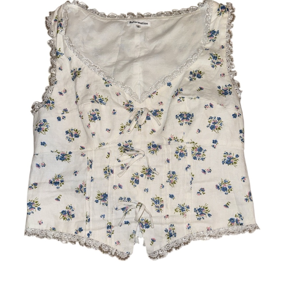 Reformation Brenda Linen Top